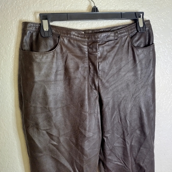 GENNY butterysoft Italian Leather Straight Leg Pants Runway '93 Sz 8 - Picture 3 of 14